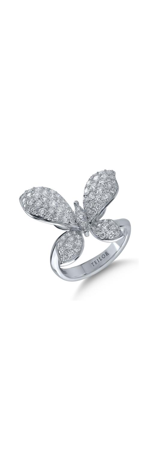 Fehérarany pillangógyűrű 1.45ct gyémántokkal