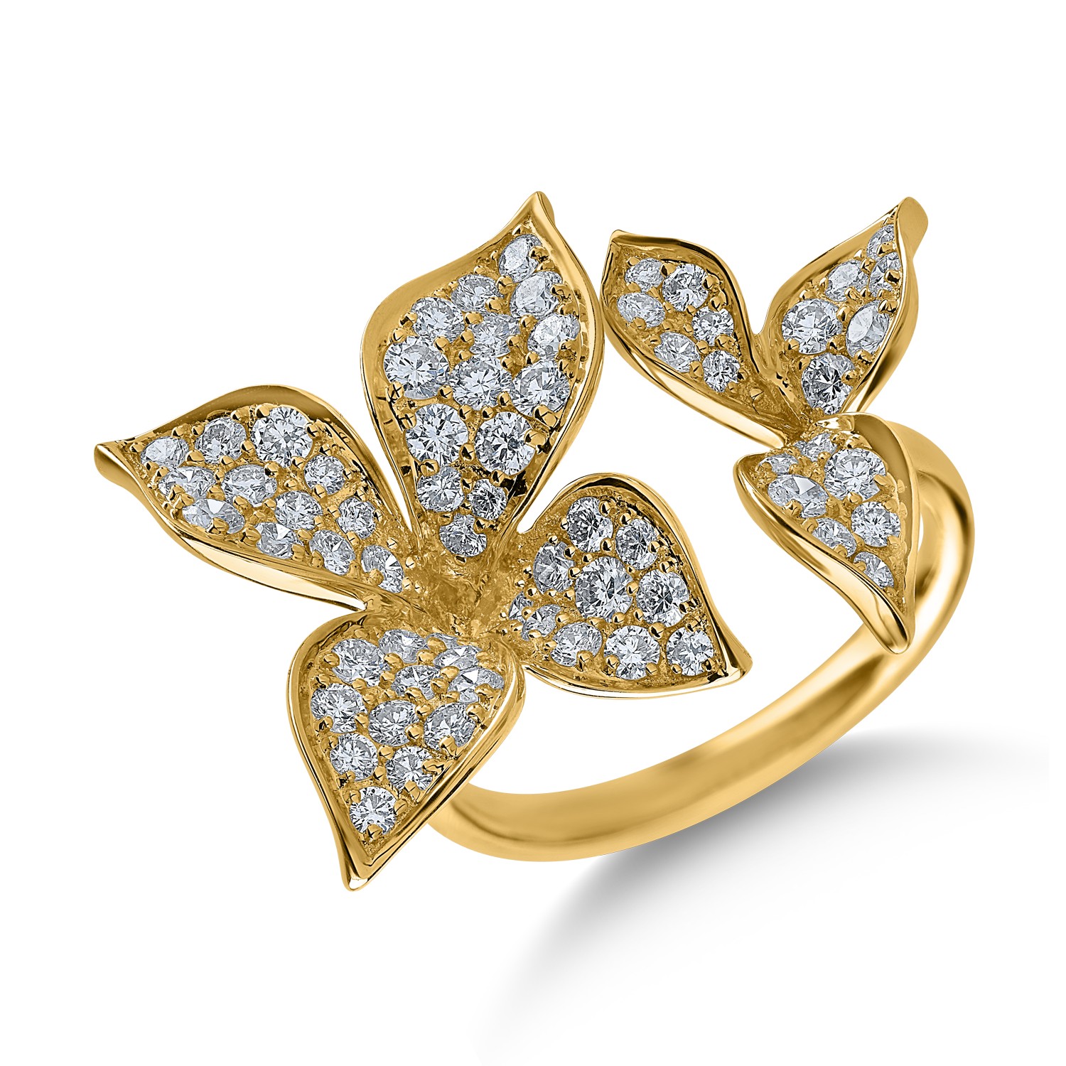 Sárga arany gyűrű 1.313ct gyémántokkal