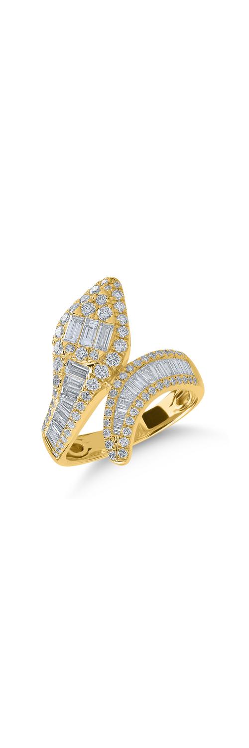 Sárga arany kígyógyűrű 1.4ct gyémántokkal
