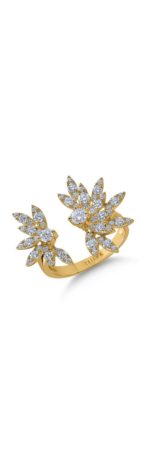 Sárga arany gyűrű 1.18ct gyémántokkal