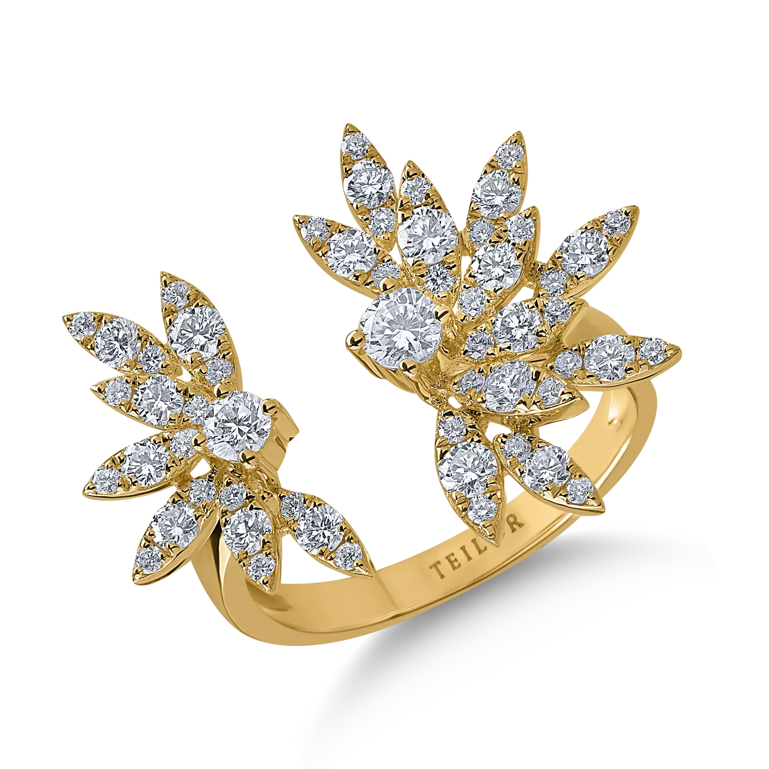 Sárga arany gyűrű 1.18ct gyémántokkal