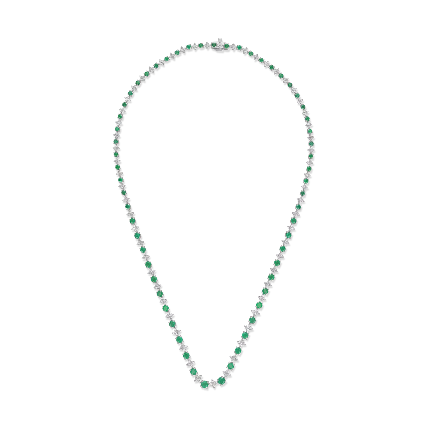 Fehérarany nyaklánc 5.92ct smaragddal és 2.2ct gyémánttal