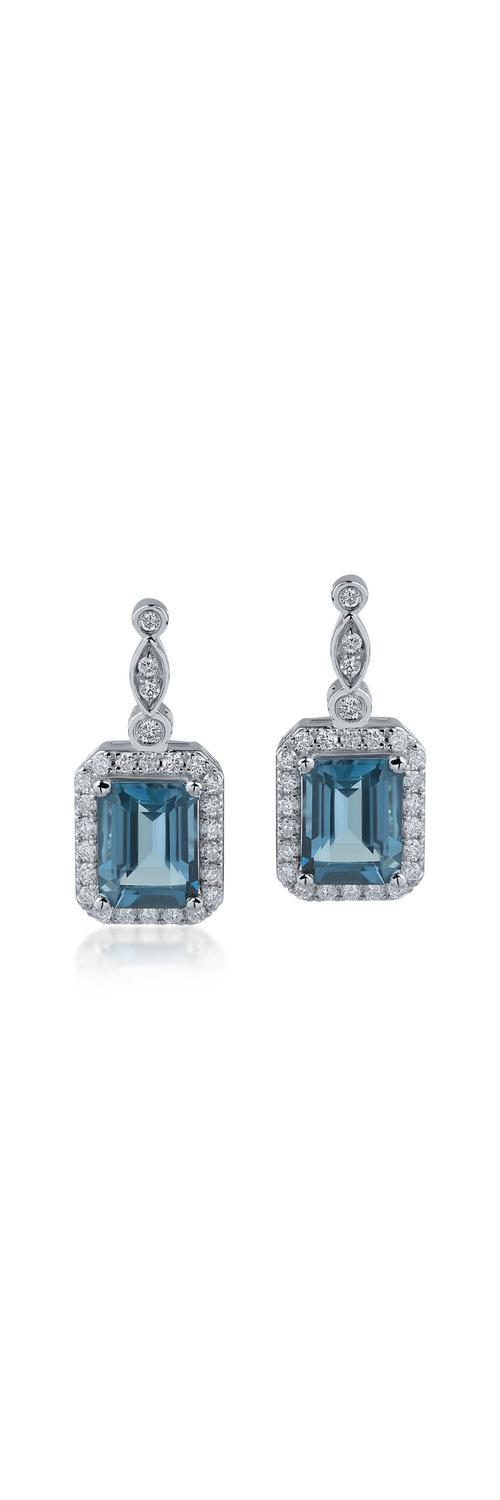 White gold earrings with 1.58ct london blue topazes and 0.308ct diamonds