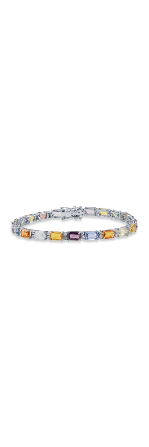 White gold tennis bracelet with 14.77ct fancy sapphires and 0.74ct diamonds