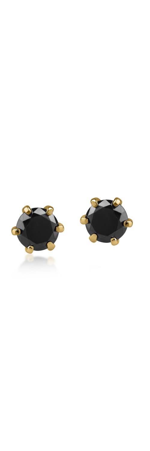 Yellow gold earrings with 0.8ct black diamonds