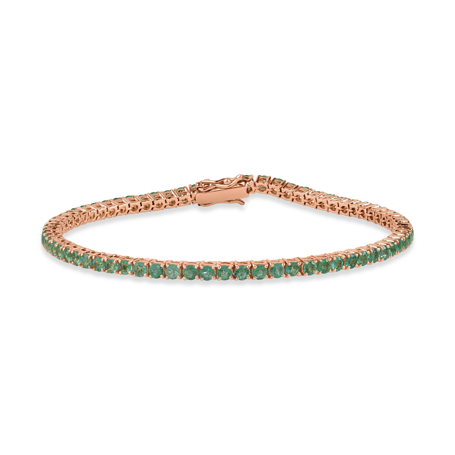 Rose gold tennis bracelet with 3.46ct emeralds