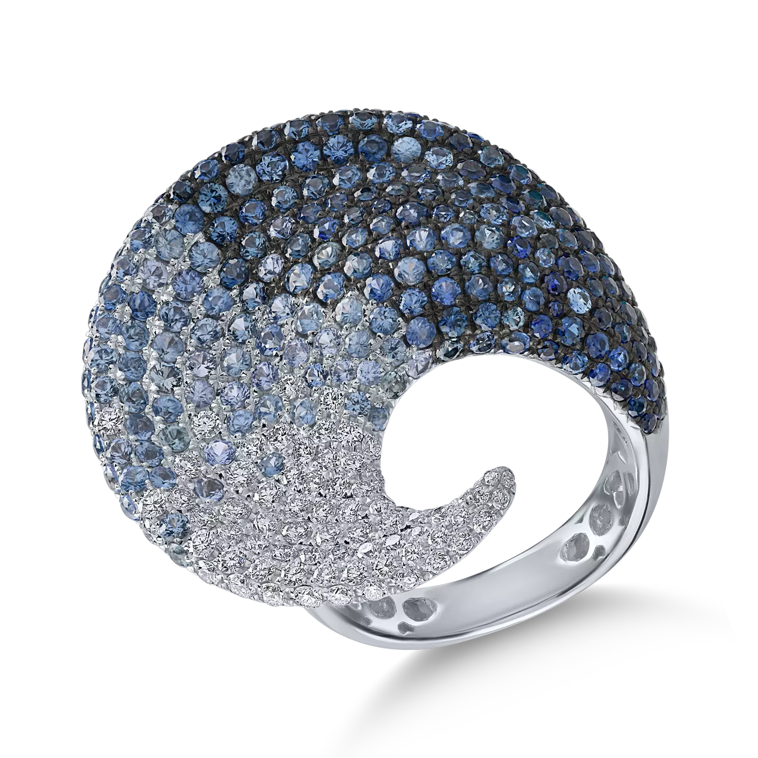 Fehérarany gyűrű 4.43ct kék zafírral és 0.89ct gyémánttal