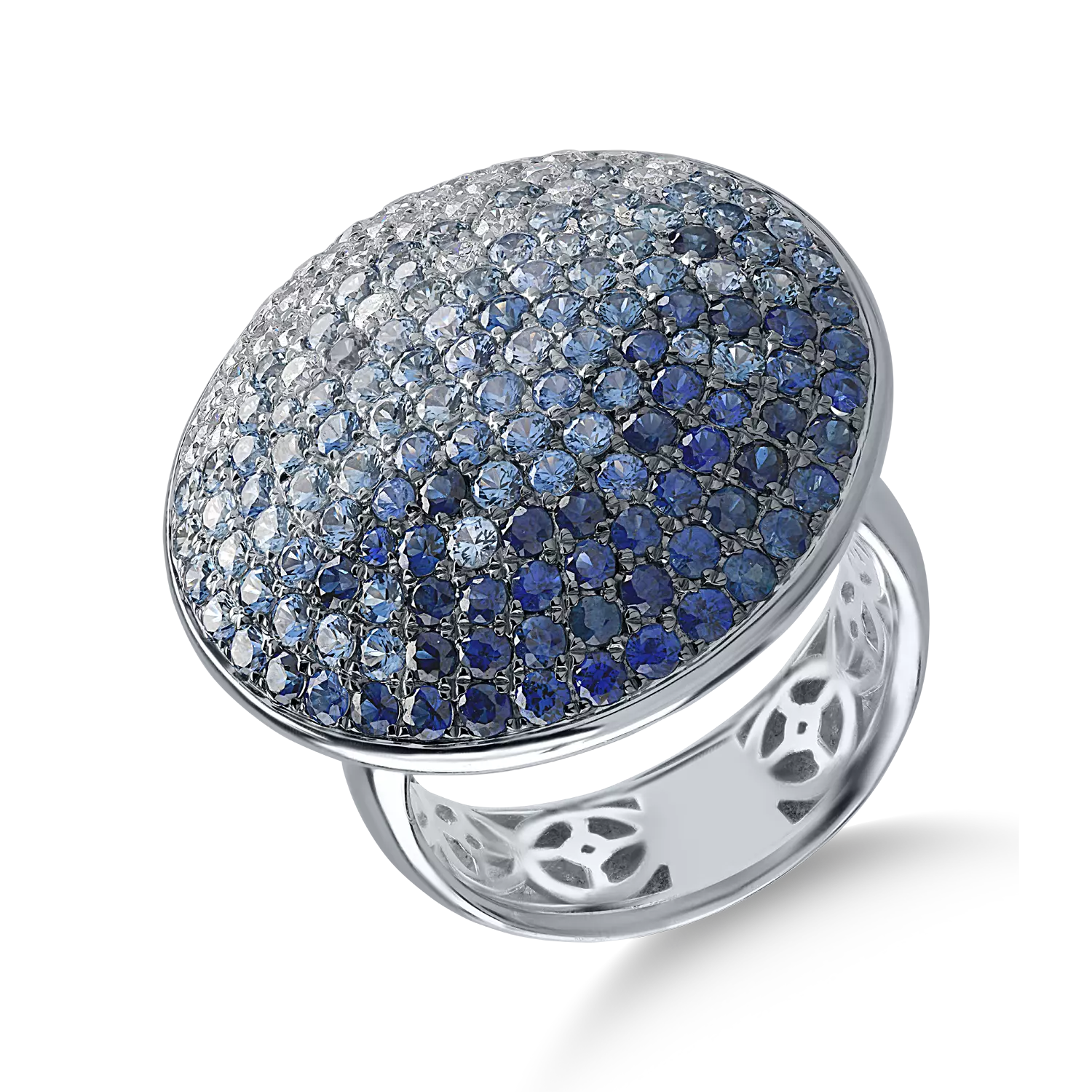 Fehérarany gyűrű 3.32ct kék zafírral és 0.69ct gyémánttal