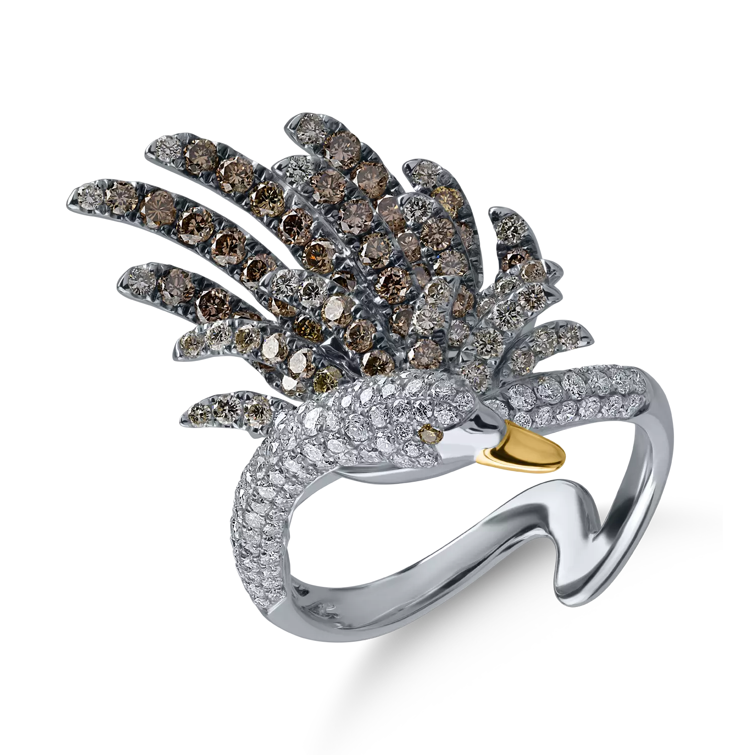 White gold swan ring with 1.88ct diamonds