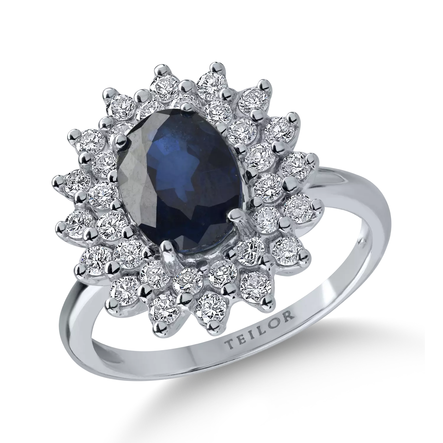 White gold ring with 2.81ct sapphire and 0.69ct diamonds