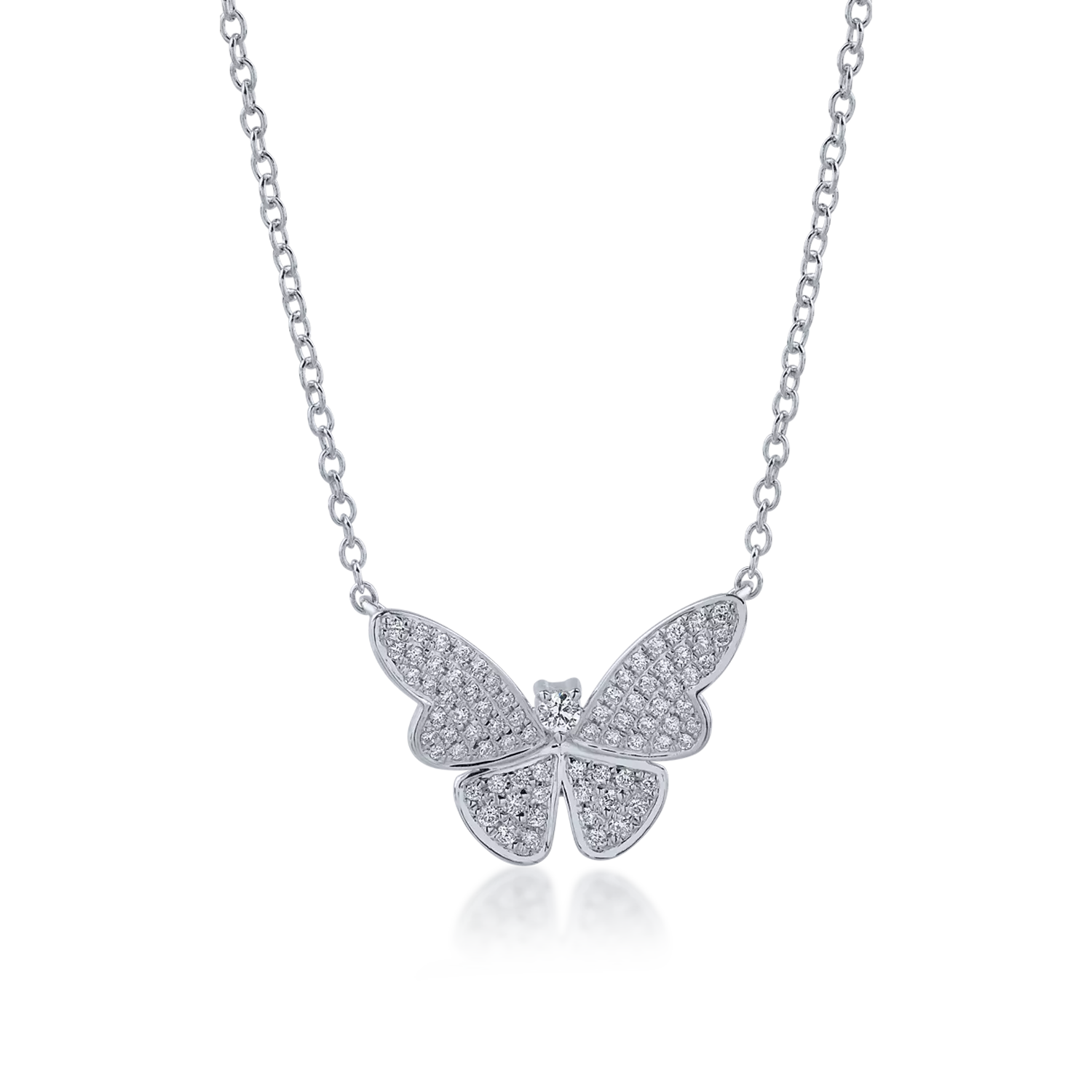 White gold pendant with butterfly chain with 0.25ct diamonds