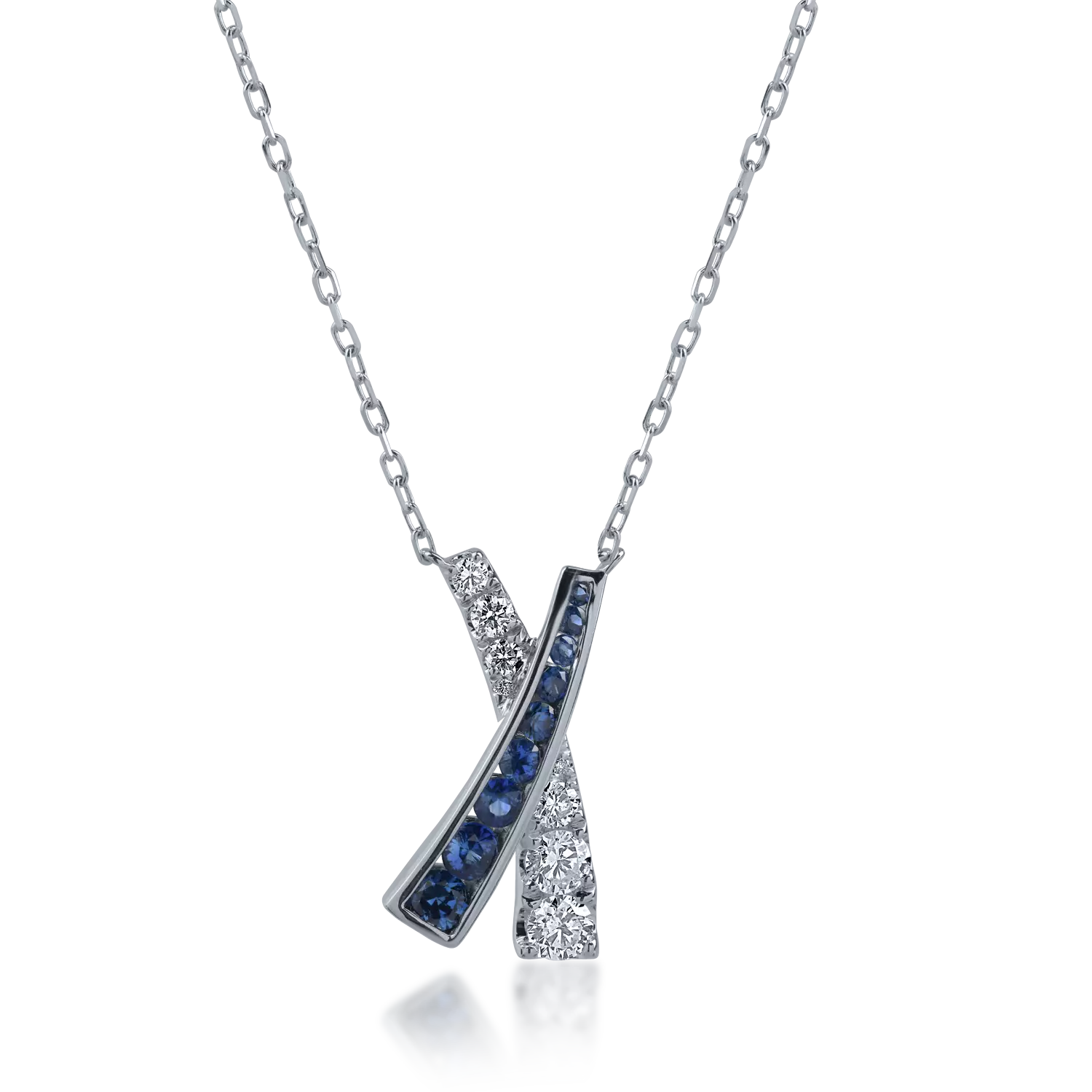 White gold pendant necklace with 0.43ct sapphires and 0.36ct diamonds