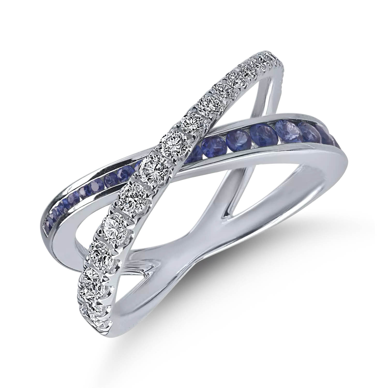 White gold ring with 0.55ct sapphires and 0.55ct diamonds