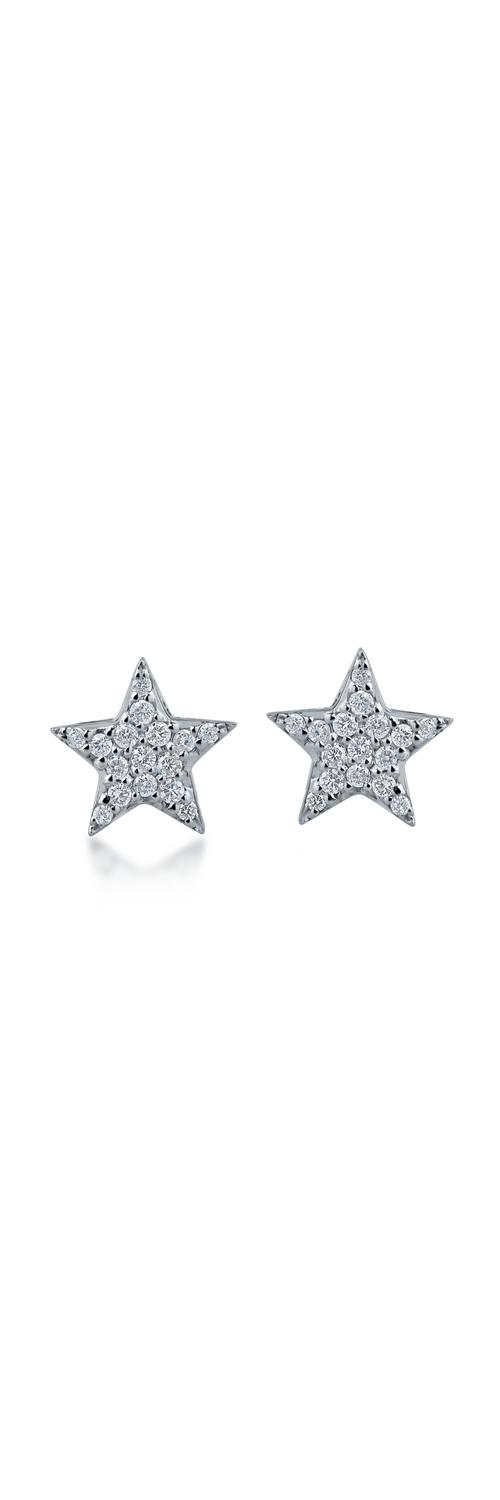 White gold star earrings with 0.15ct diamonds