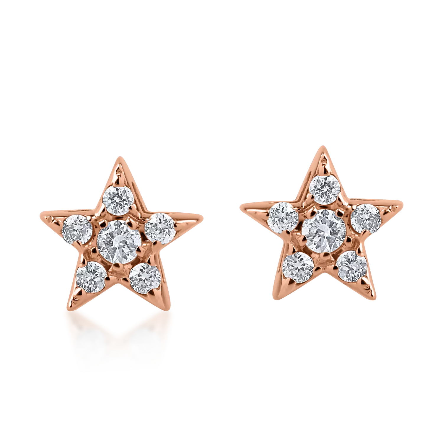 Rose gold star earrings with 0.1ct diamonds