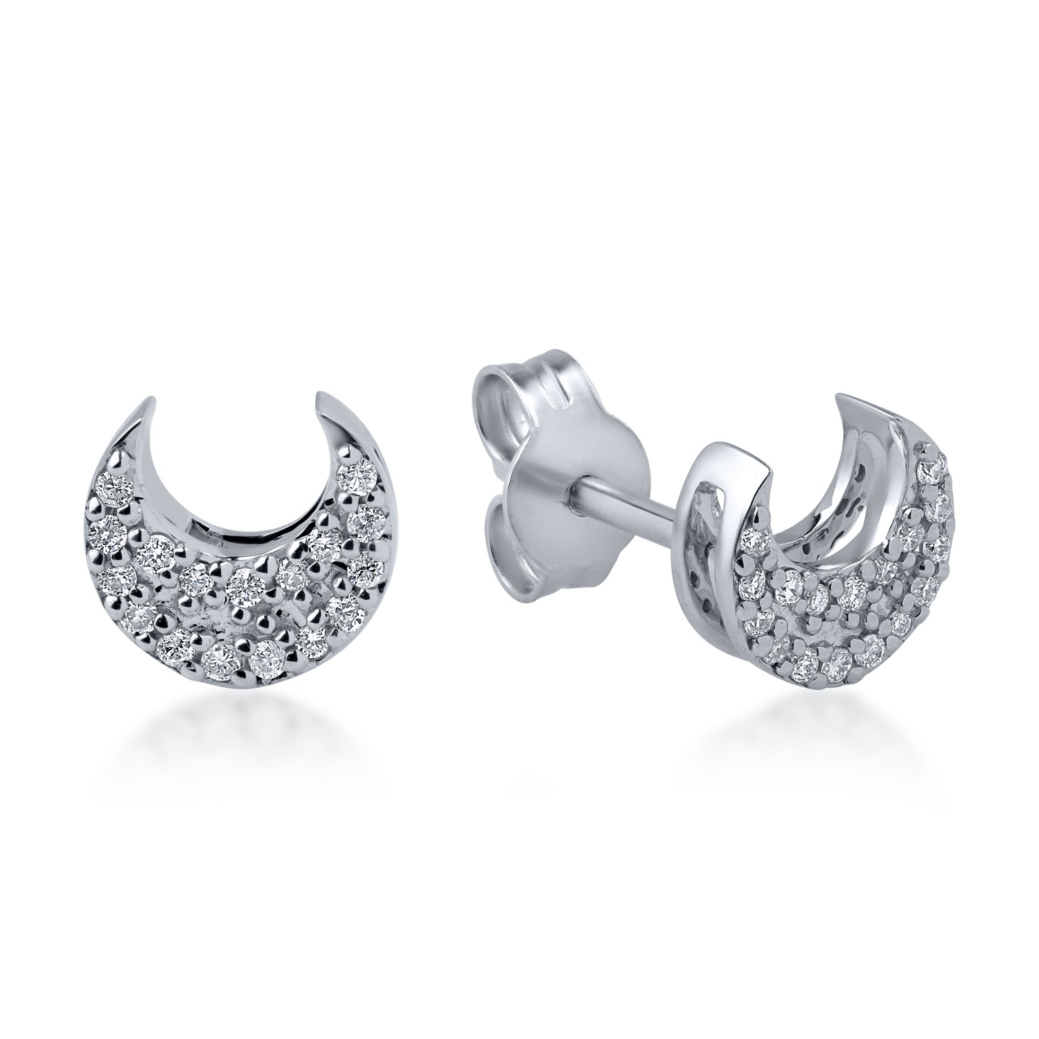 White gold halfmoon earrings with 0.1ct diamonds