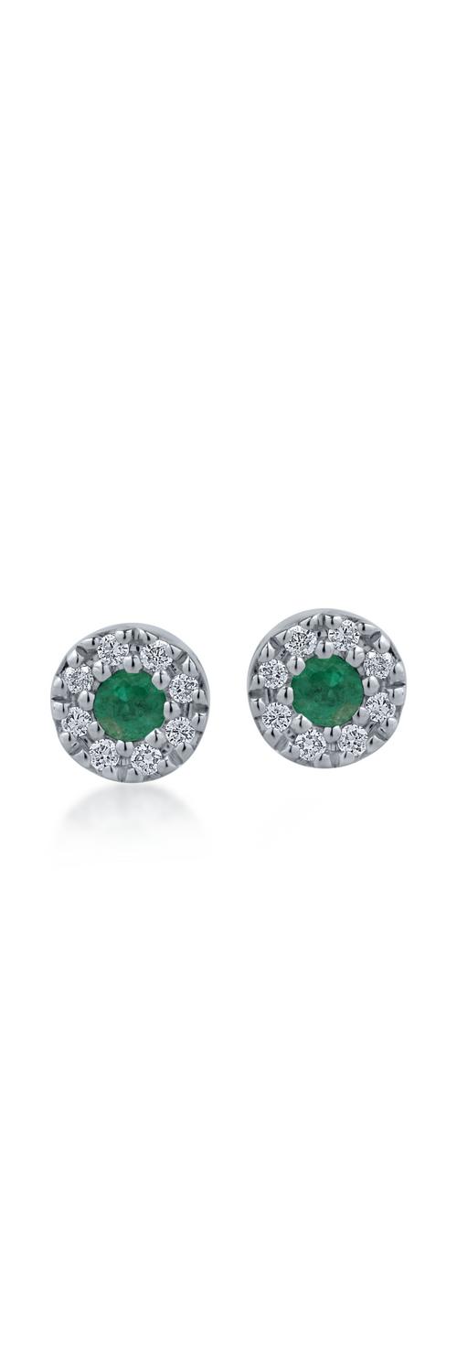 White gold earrings with 0.13ct emeralds and 0.09ct diamonds