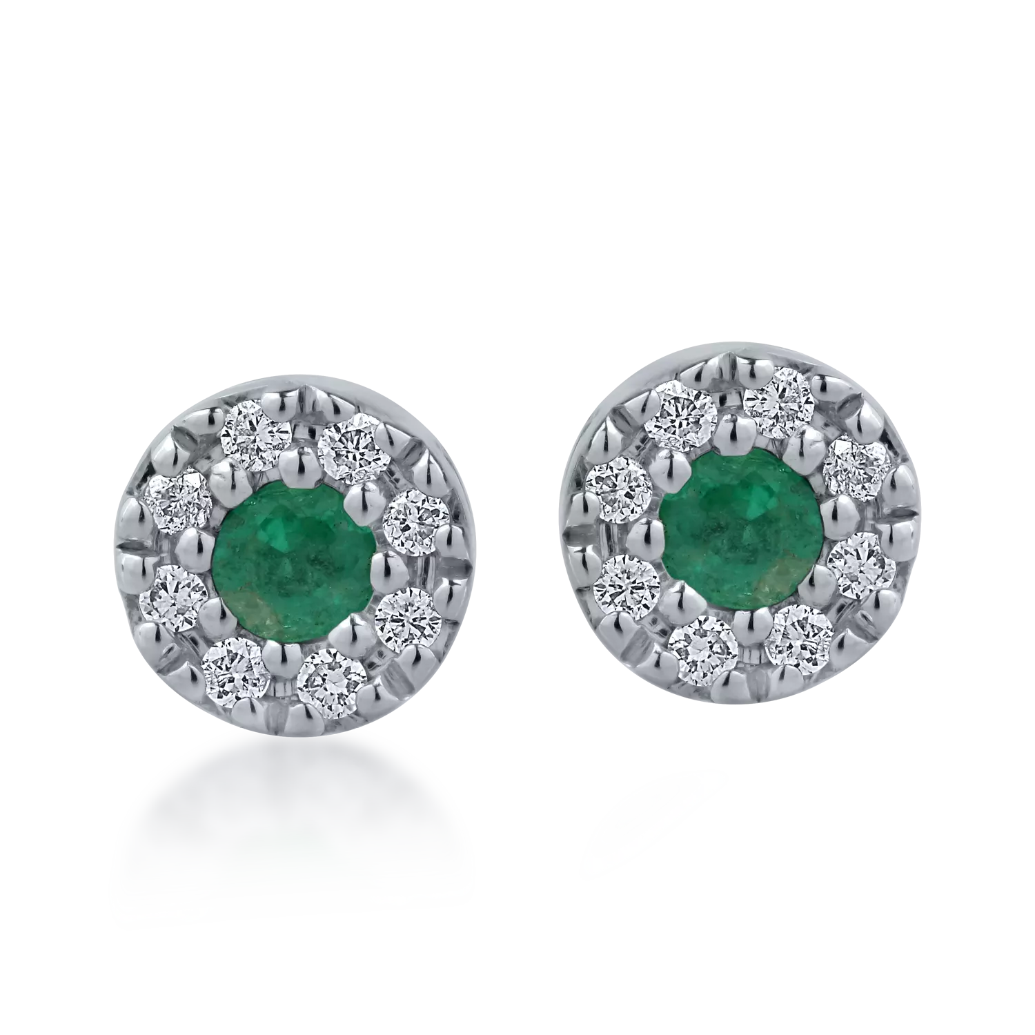 Fehérarany fülbevaló 0.13ct smaragddal és 0.09ct gyémánttal