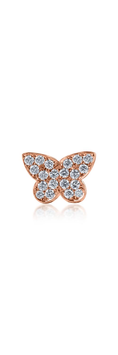 Висулка пеперуда от розово злато с диаманти 0.21кt