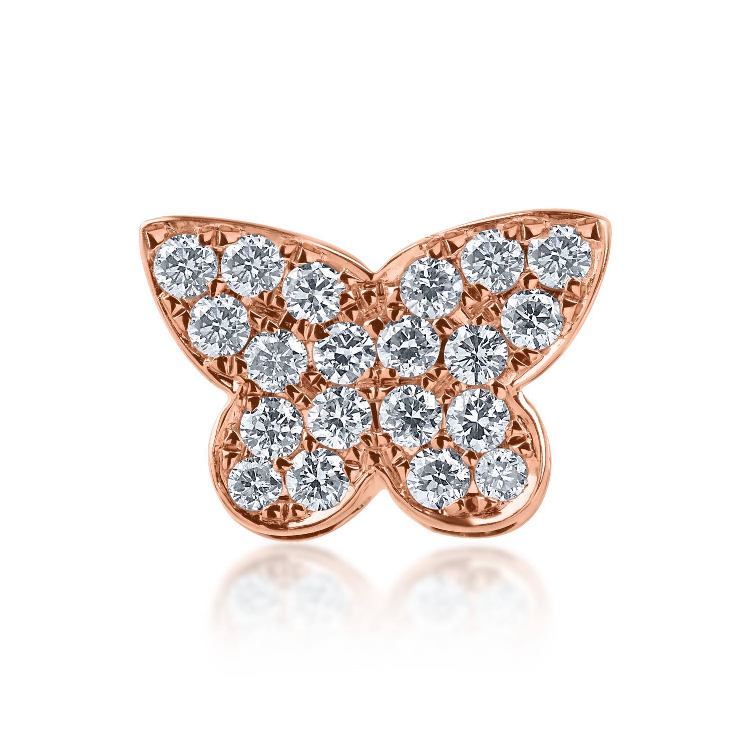 Pandantiv fluture din aur roz cu diamante de 0.21ct