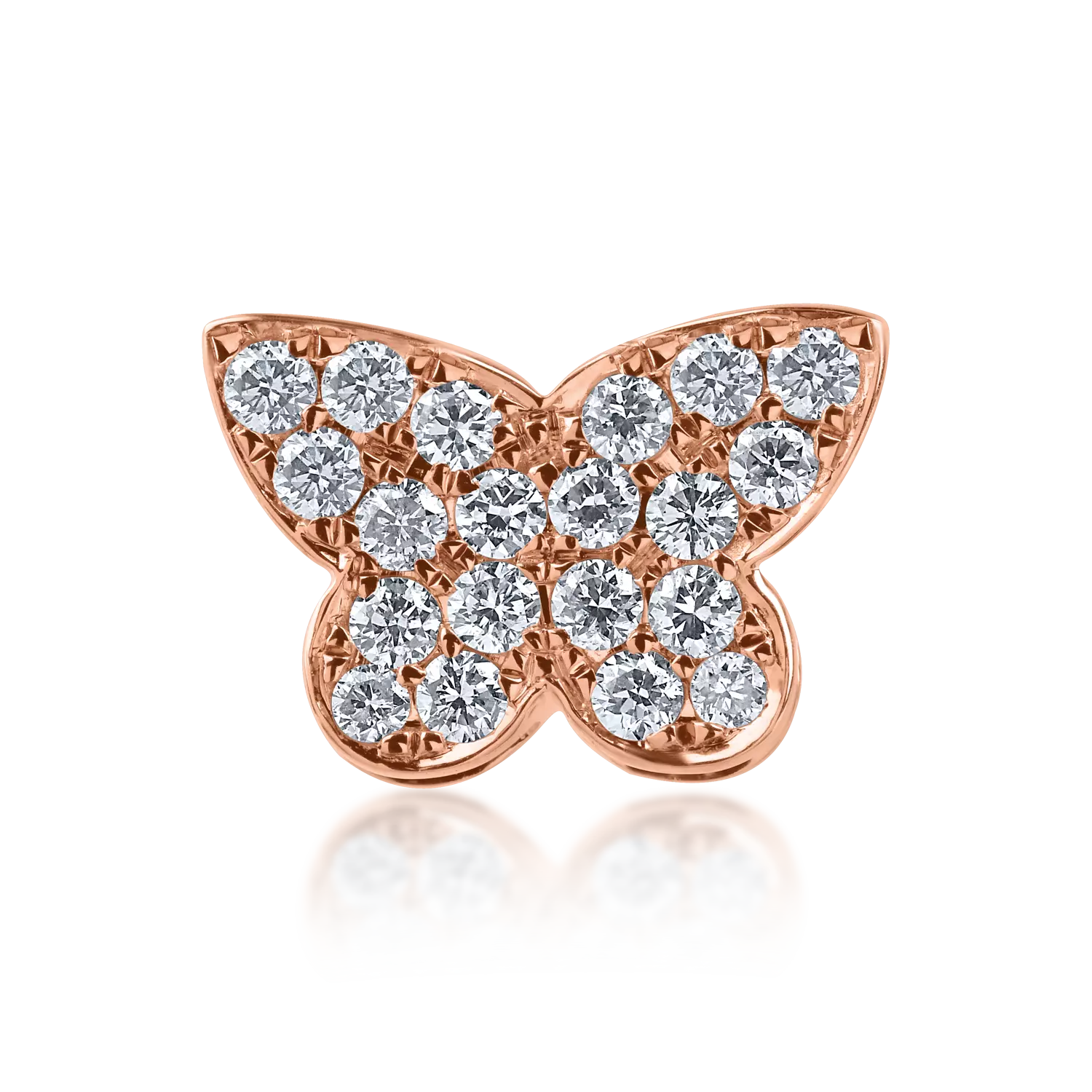 Rózsarany pillangós medál 0.21ct gyémántokkal