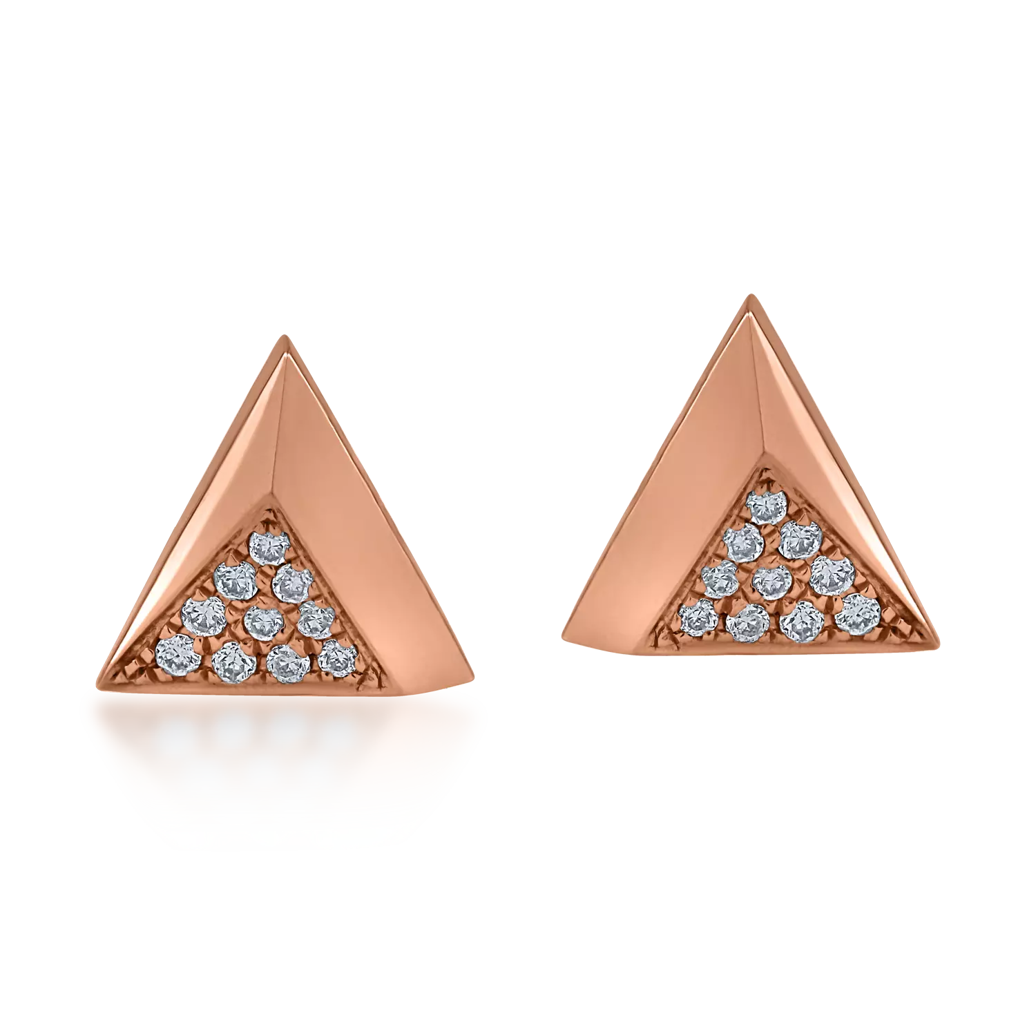 Cercei geometrici din aur roz cu diamante de 0.058ct