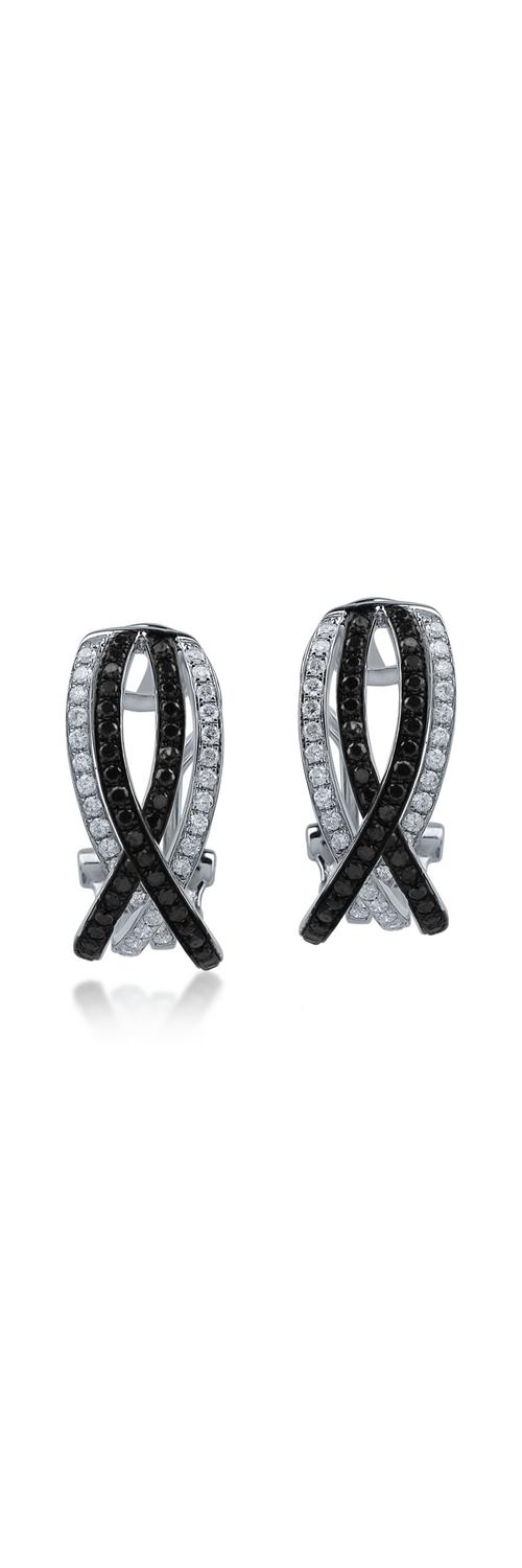 White gold earrings with 0.57ct clear diamonds and 0.44ct black diamonds