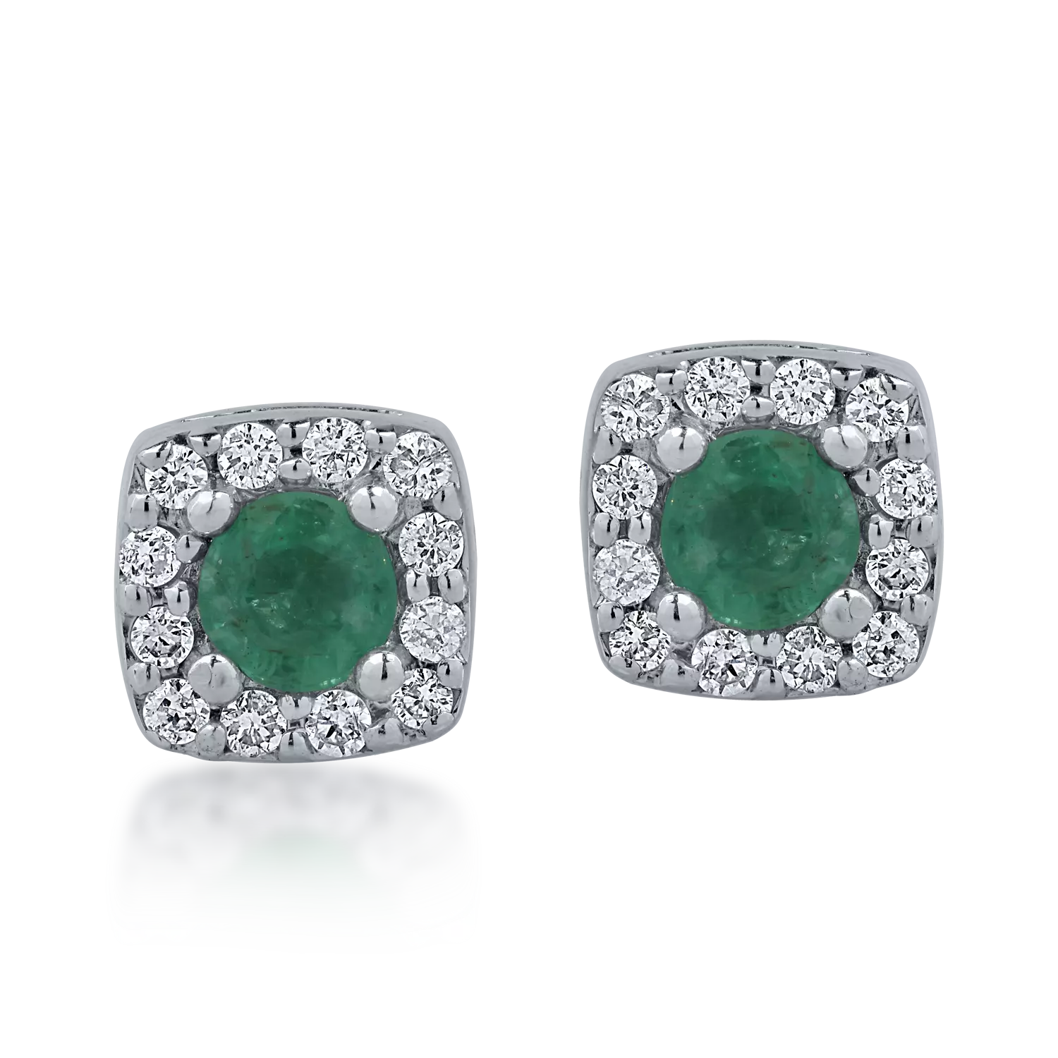 Fehérarany fülbevaló 0.28ct smaragddal és 0.12ct gyémánttal