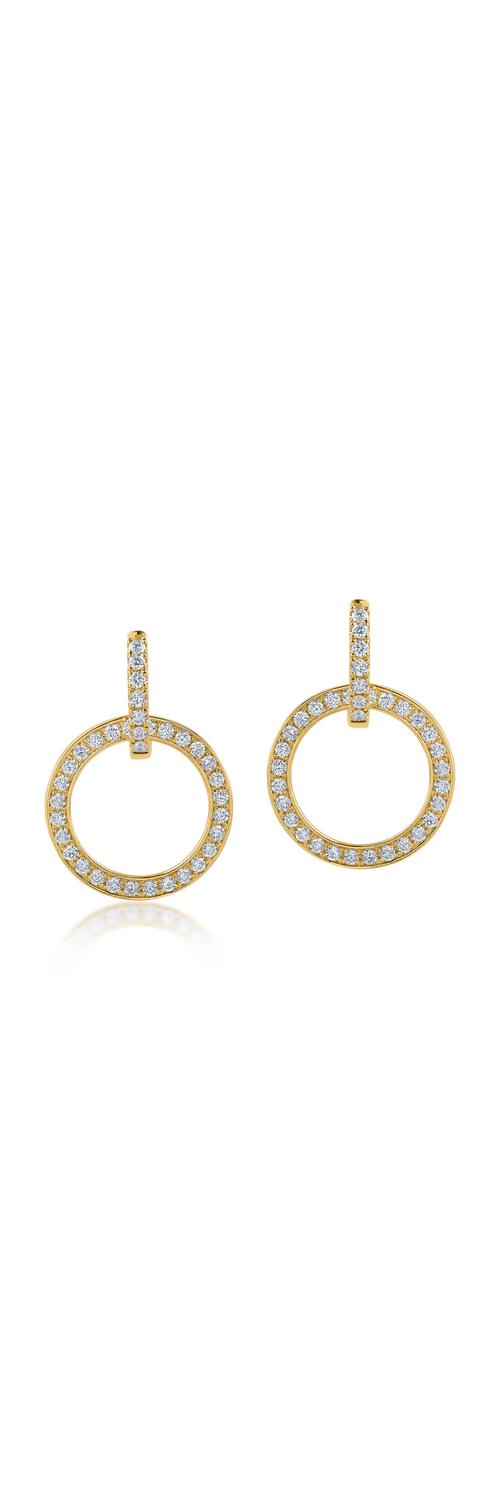 Yellow gold geometric earrings with 1.17ct diamonds