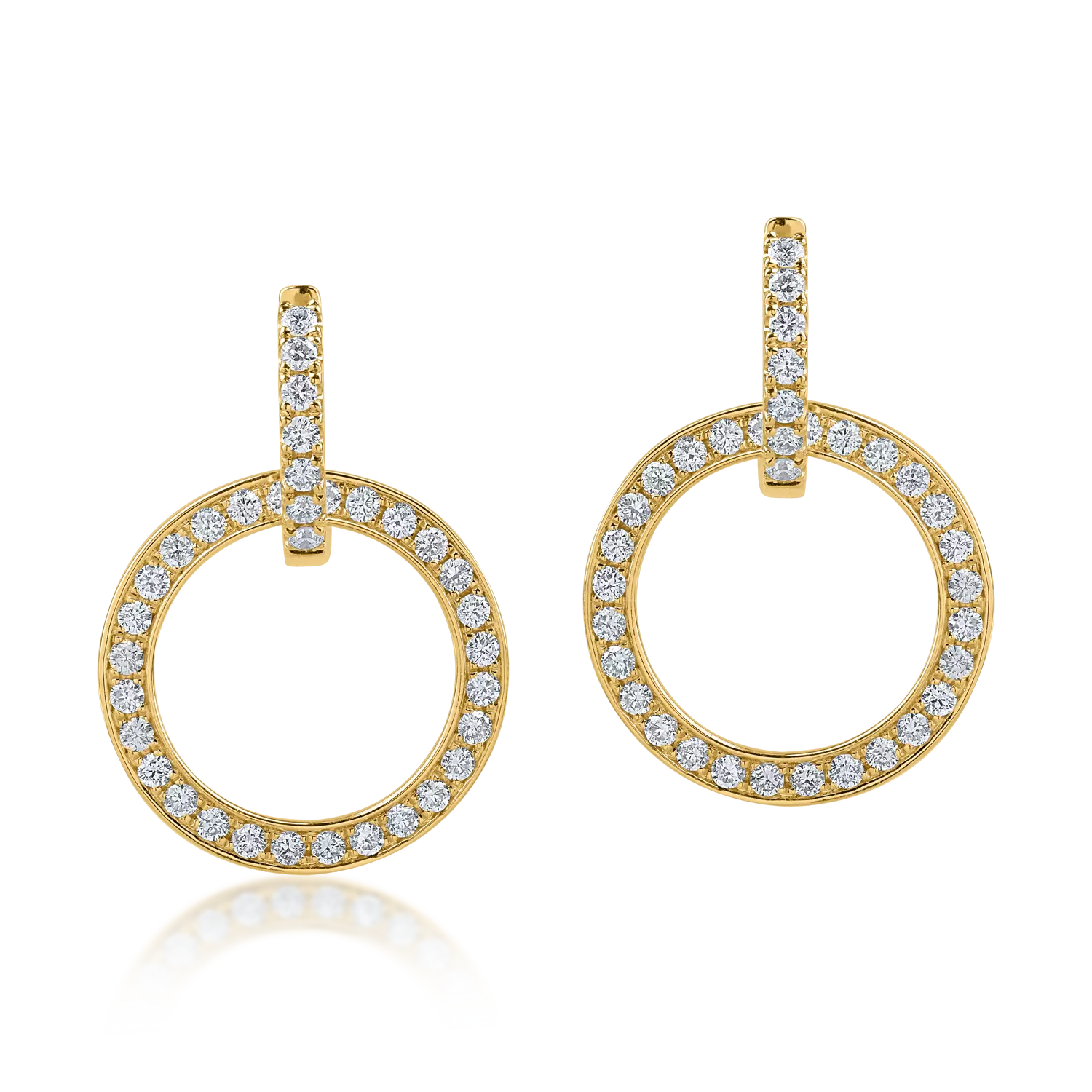 Геометрични обеци от жълто злато с диаманти 1.17кт