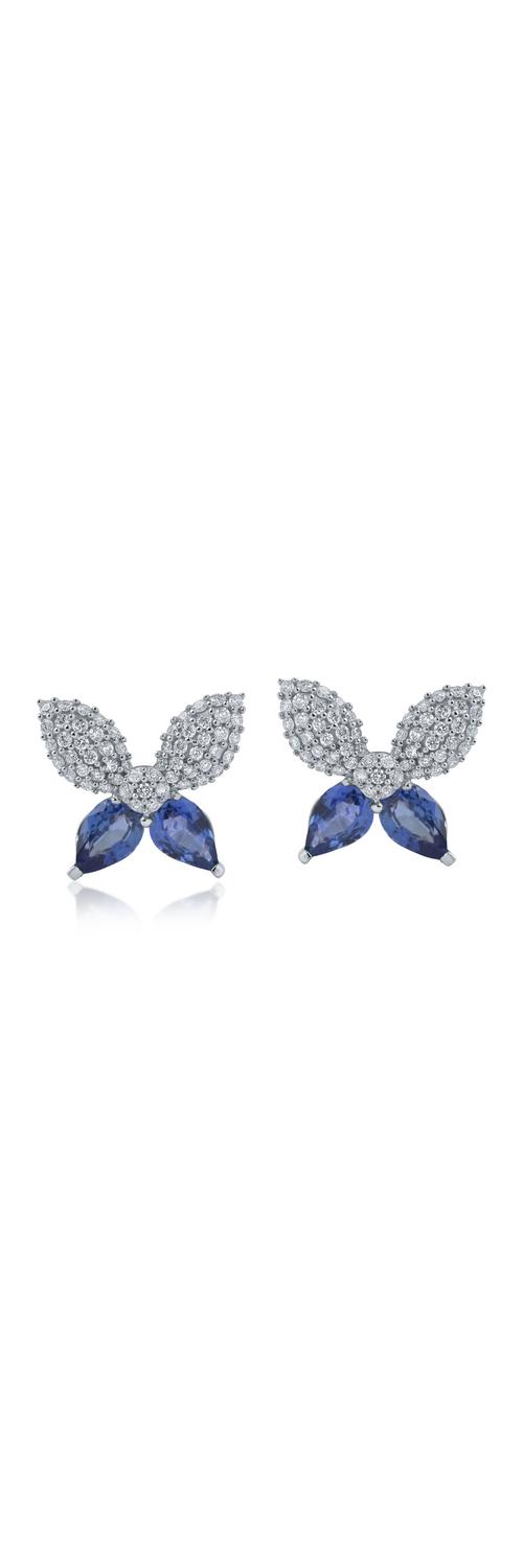 White gold butterfly earrings with 2.02ct sapphires and 0.55ct diamonds