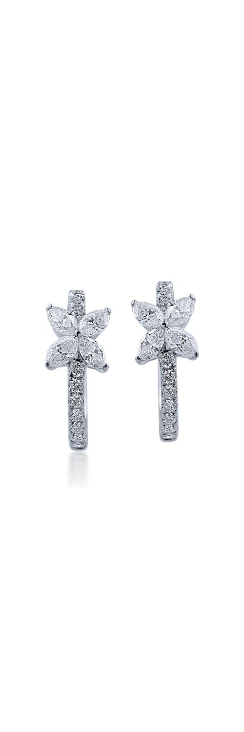 White gold flower earrings with 0.61ct diamonds