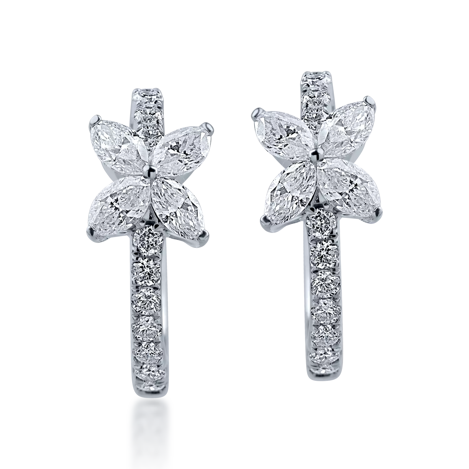 White gold flower earrings with 0.61ct diamonds