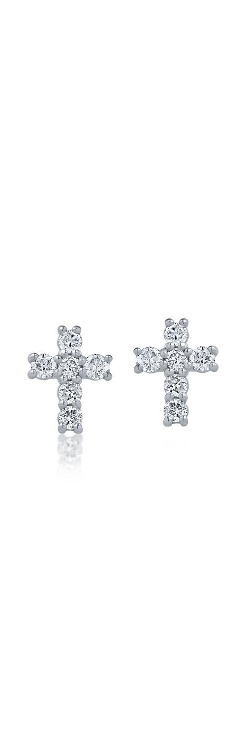 White gold cross earrings with 0.22ct diamonds
