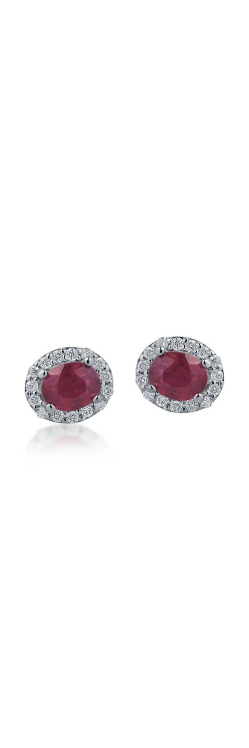 White gold earrings with 0.93ct rubies and 0.15ct diamonds