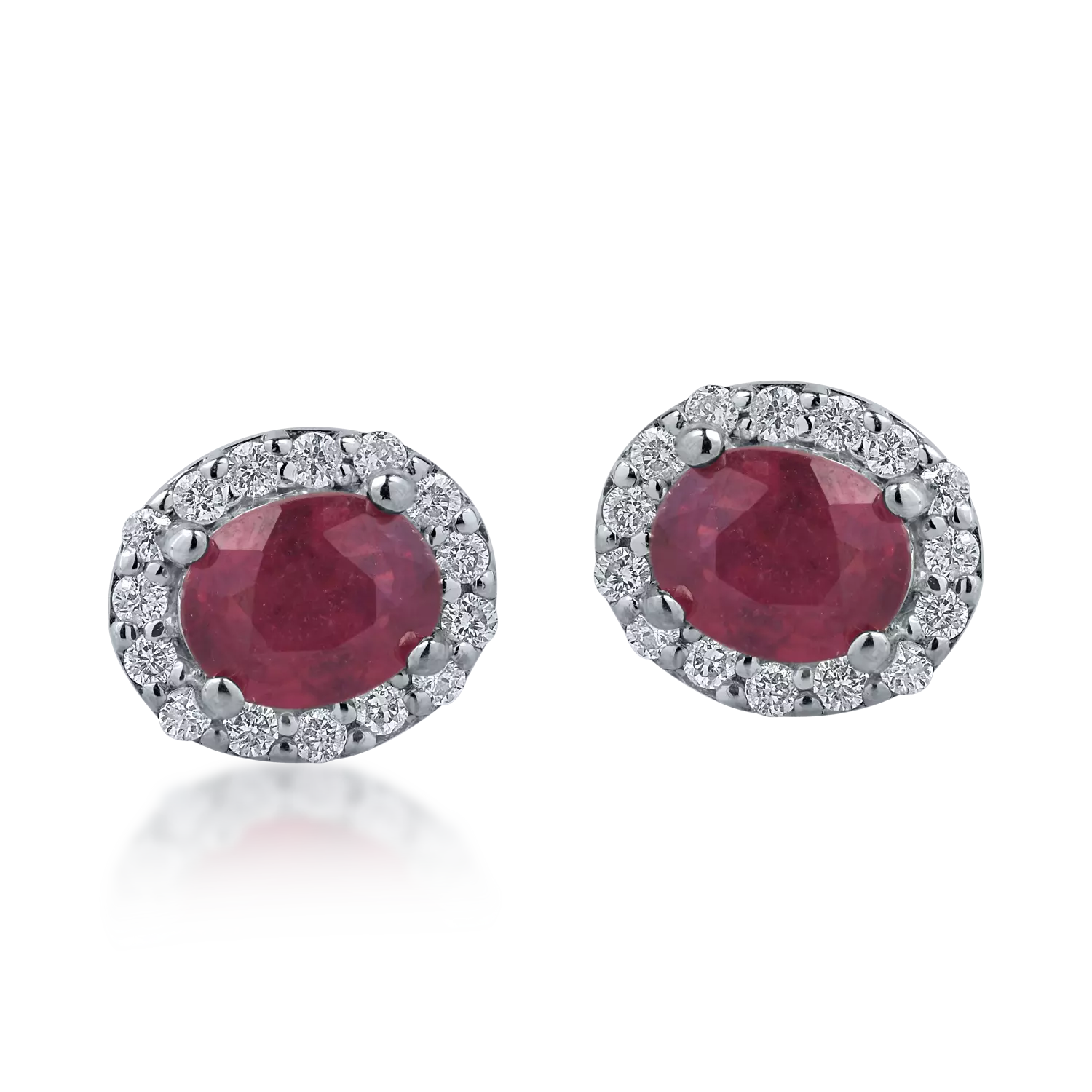 Fehérarany fülbevaló 0.93ct rubinokkal és 0.15ct gyémántokkal
