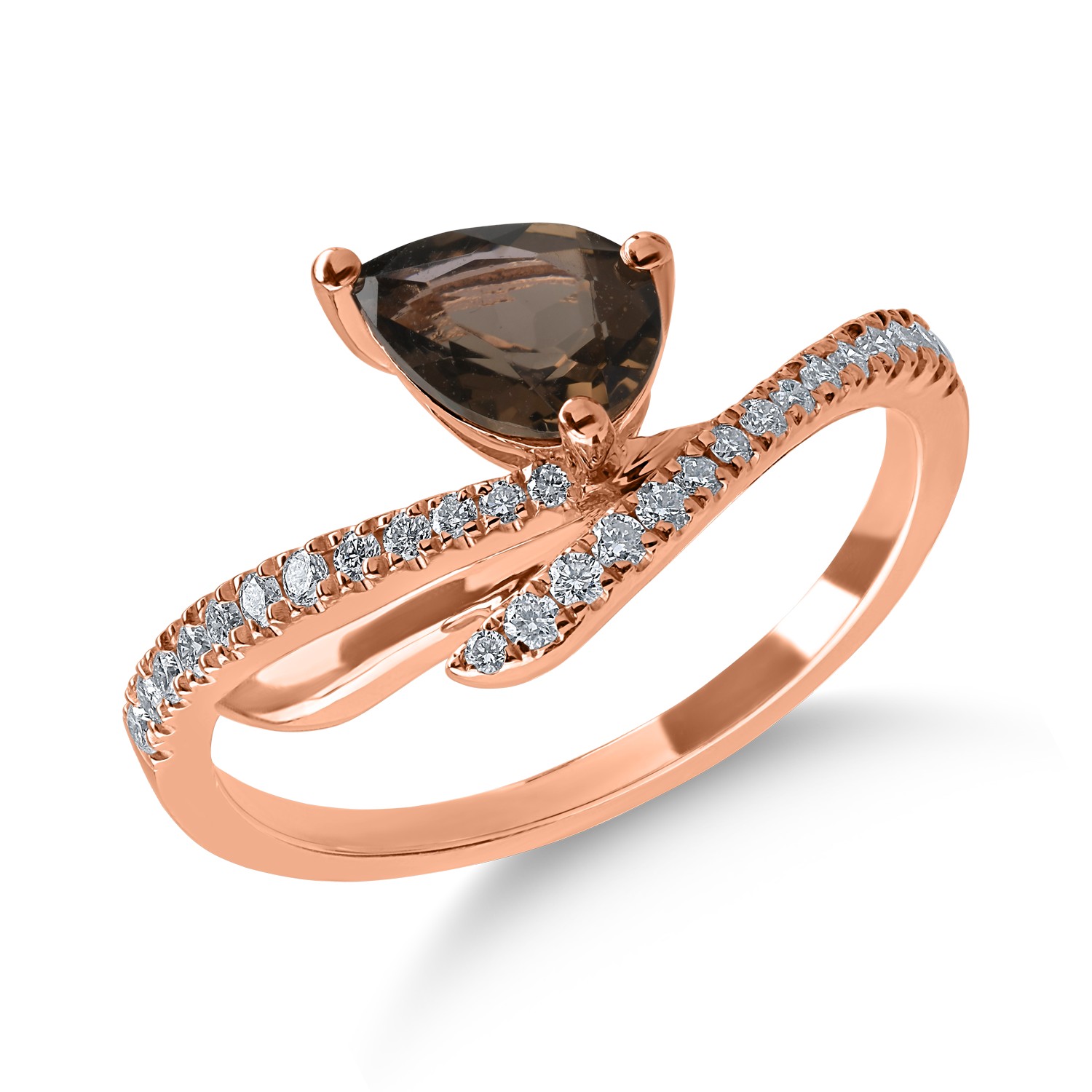 Rose gold ring with 0.58ct smoky quartz and 0.177ct diamonds