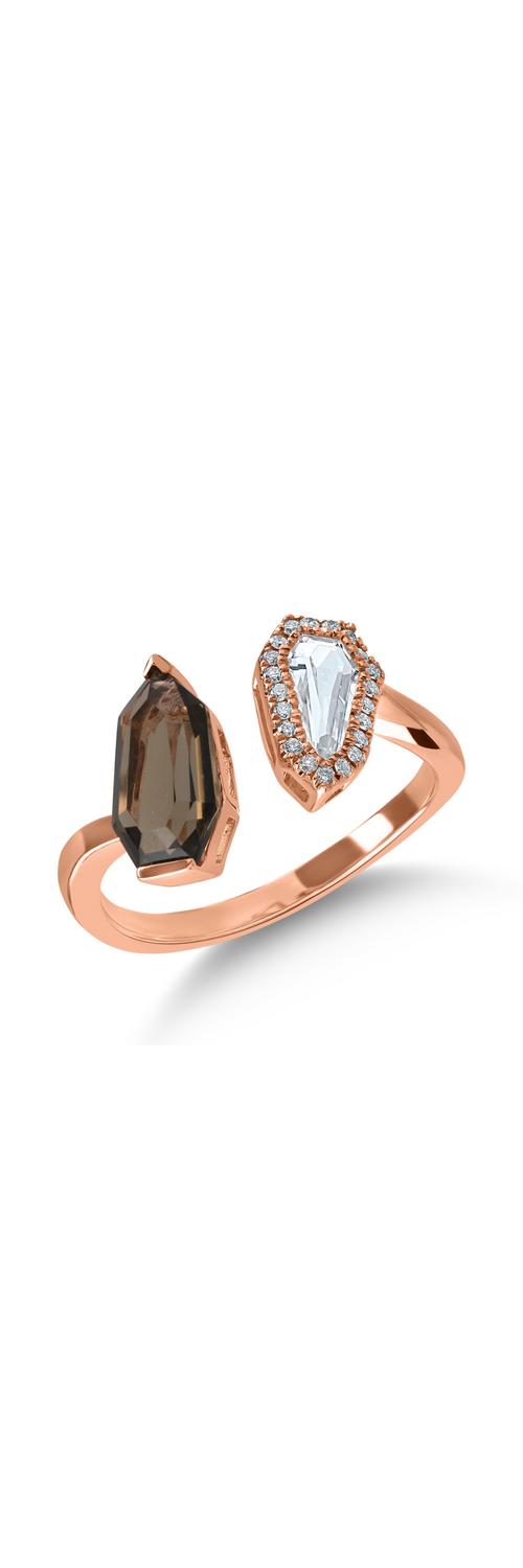 Rose gold ring with 1.573ct quartz and 0.077ct diamonds