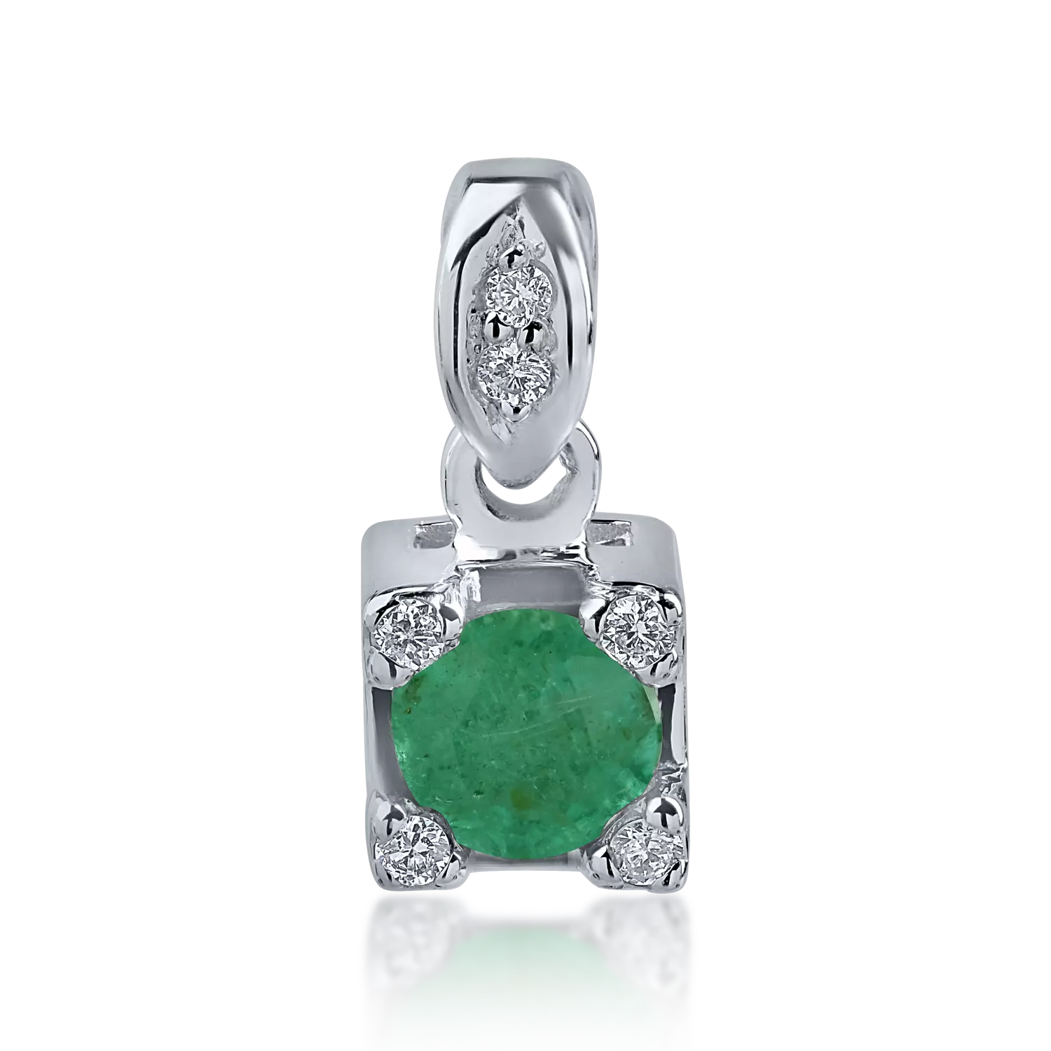 White gold pendant with 0.31ct emerald and 0.04ct diamonds