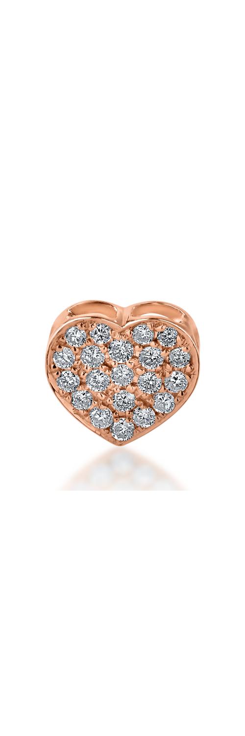 Pandantiv inima din aur roz cu diamante de 0.22ct