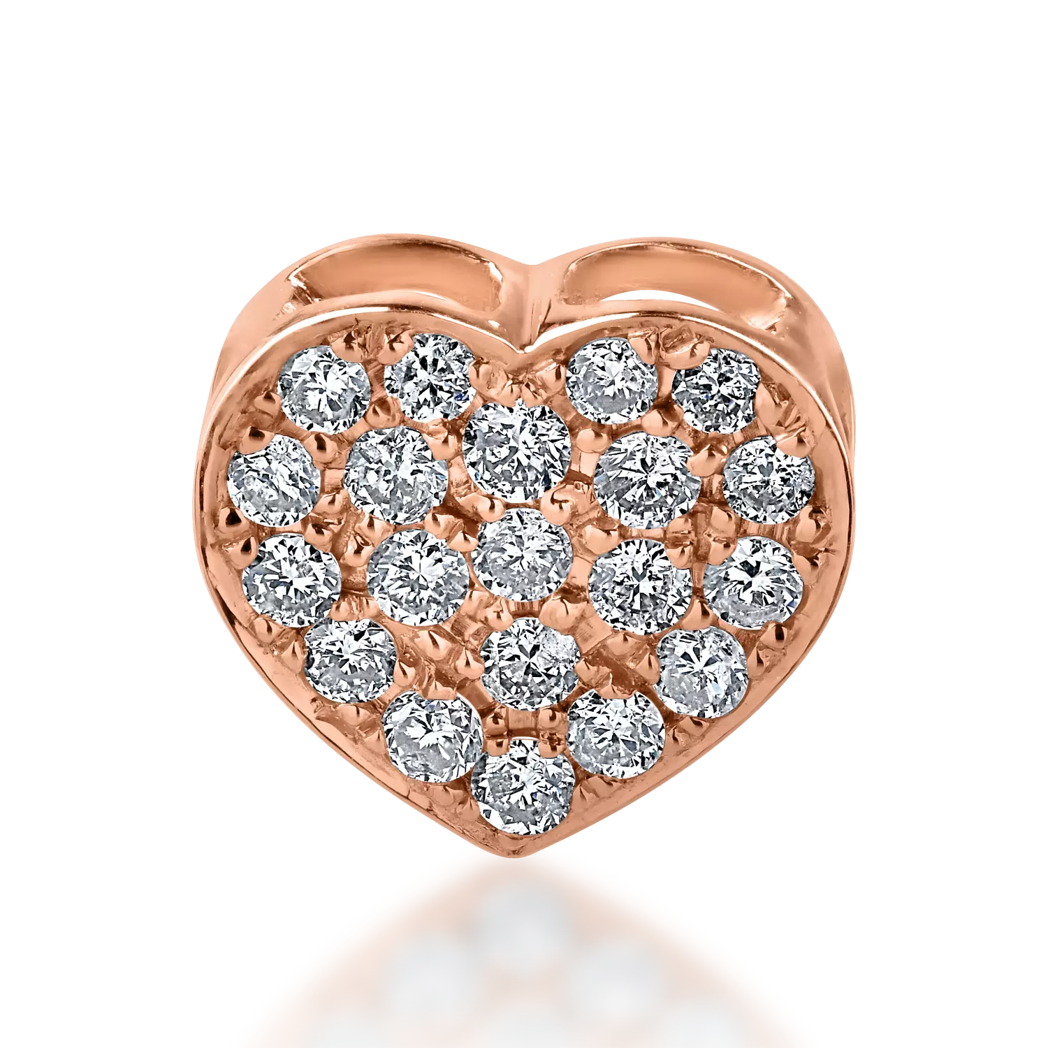 Róza arany szívű medál 0.22ct gyémántokkal