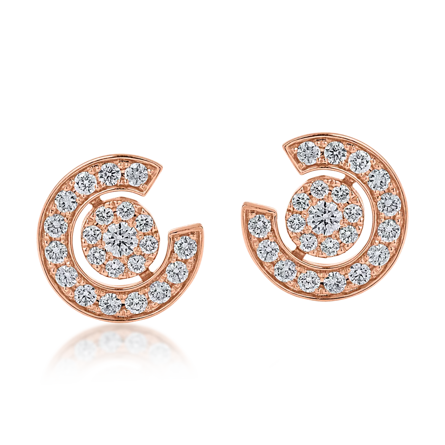 Rózsarany geometrikus fülbevaló 0.9ct gyémántokkal