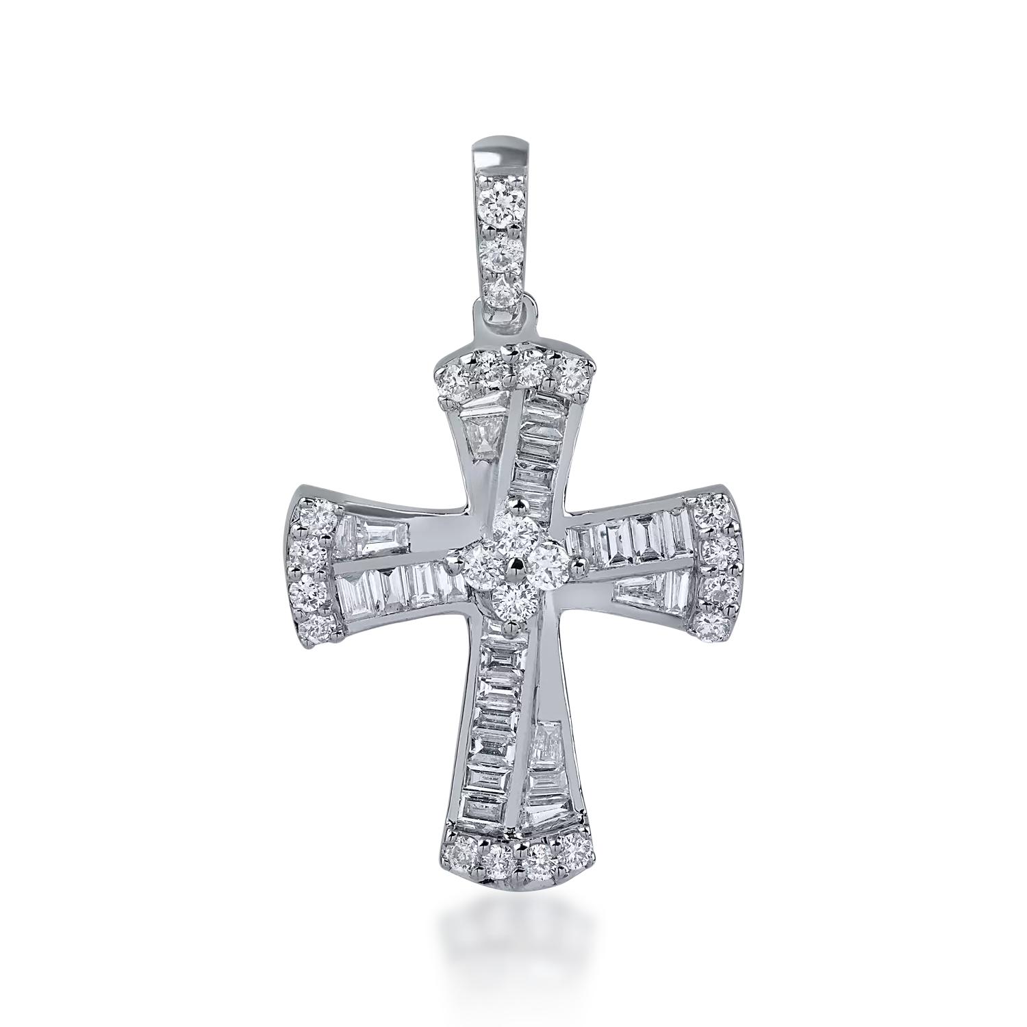 Pandantiv cruce din aur alb cu diamante de 0.34ct