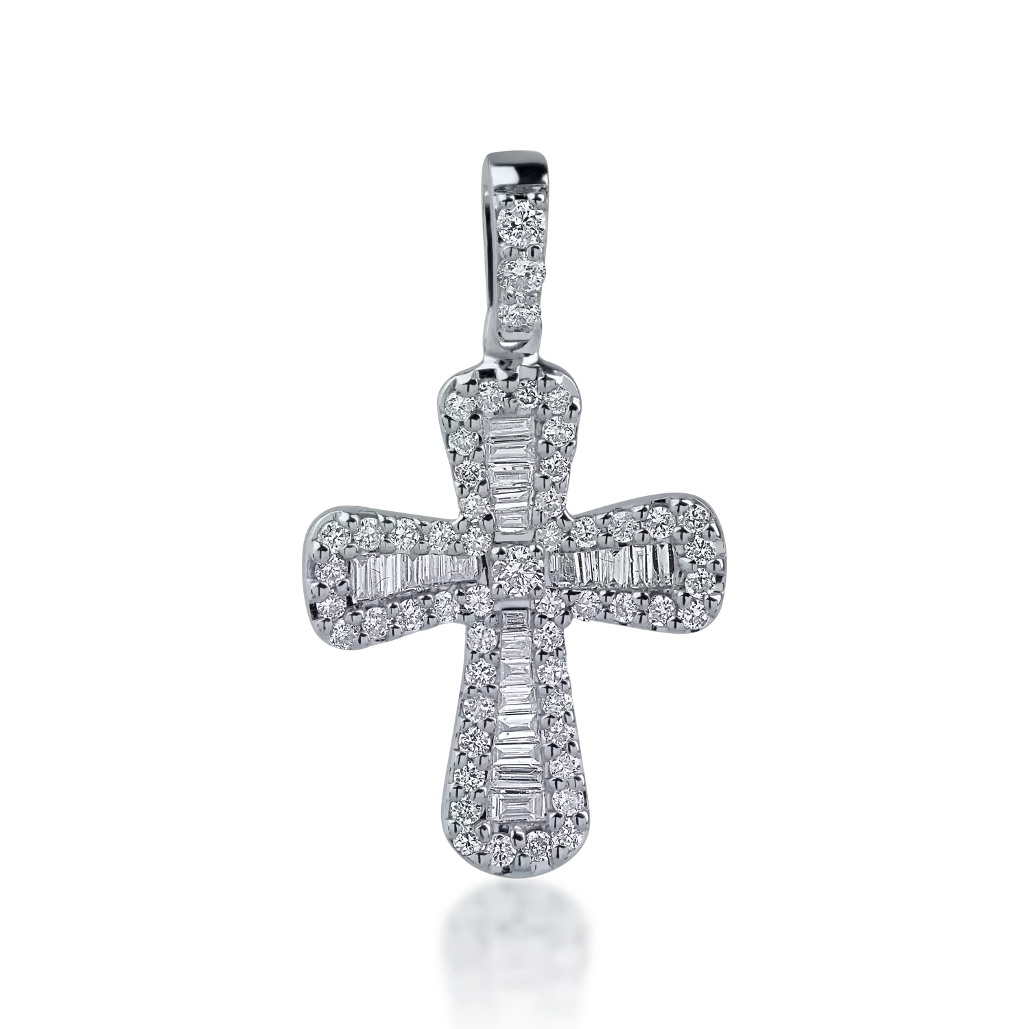 Pandantiv cruce din aur alb cu diamante de 0.3ct