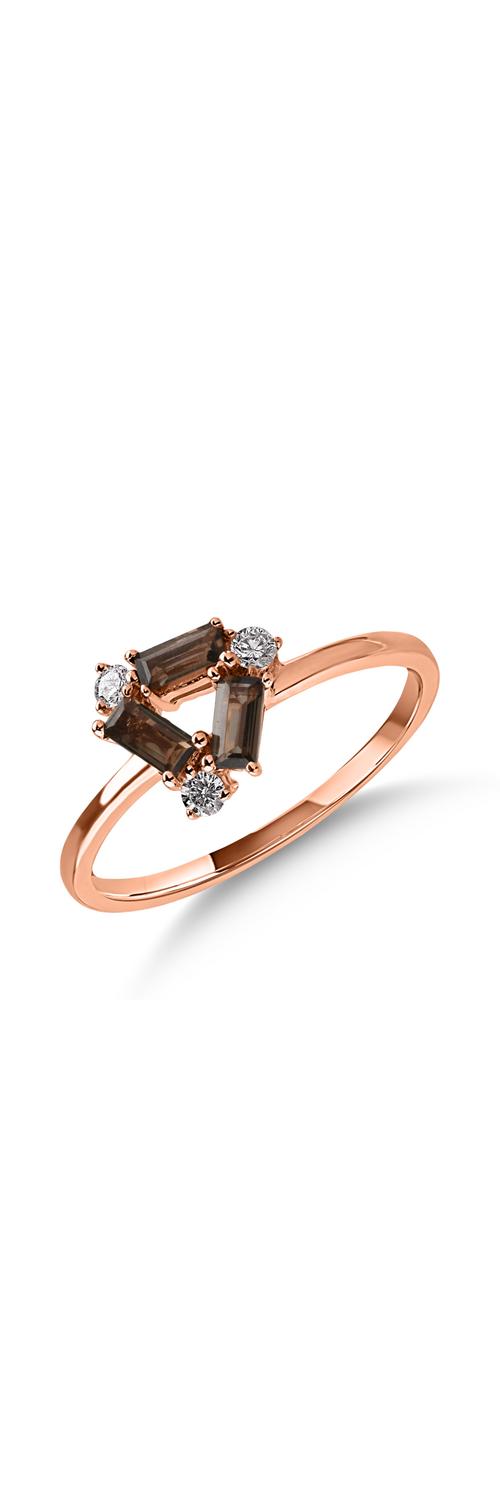 Rose gold ring with 0.3ct smoky quartz and 0.091ct diamonds