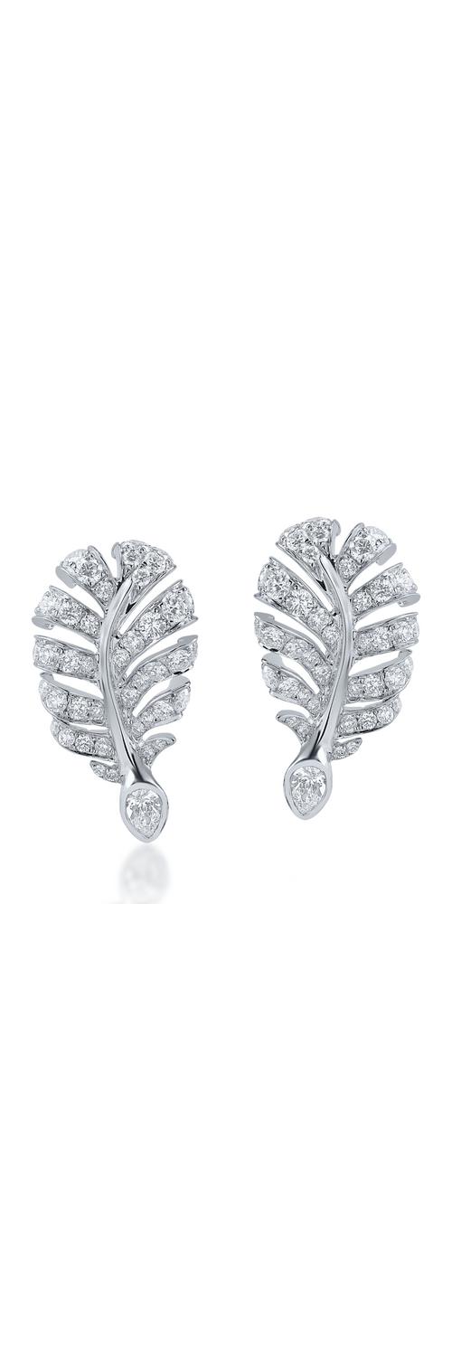 White gold leaf earrings with 1.27ct diamonds