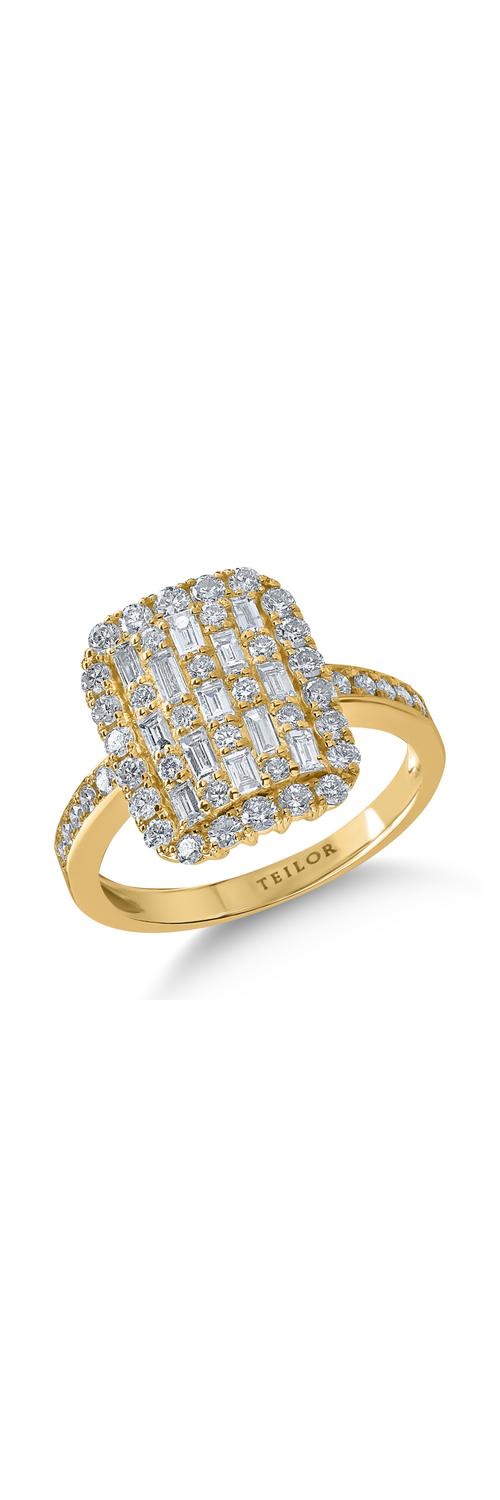 Sárga arany gyűrű 1ct gyémántokkal