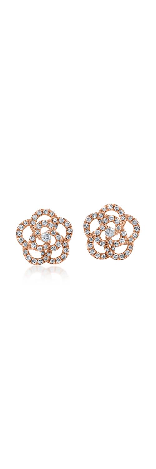 Rose gold flower earrings with 0.38ct diamonds