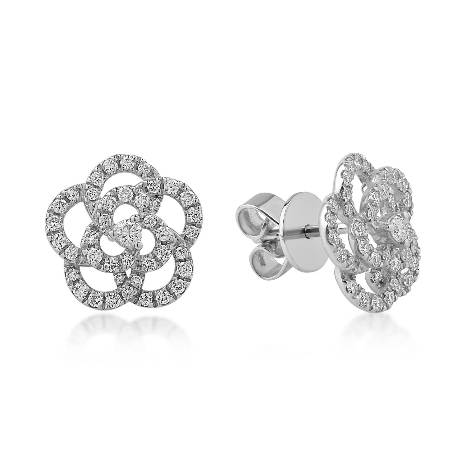 White gold flower earrings with 0.34ct diamonds