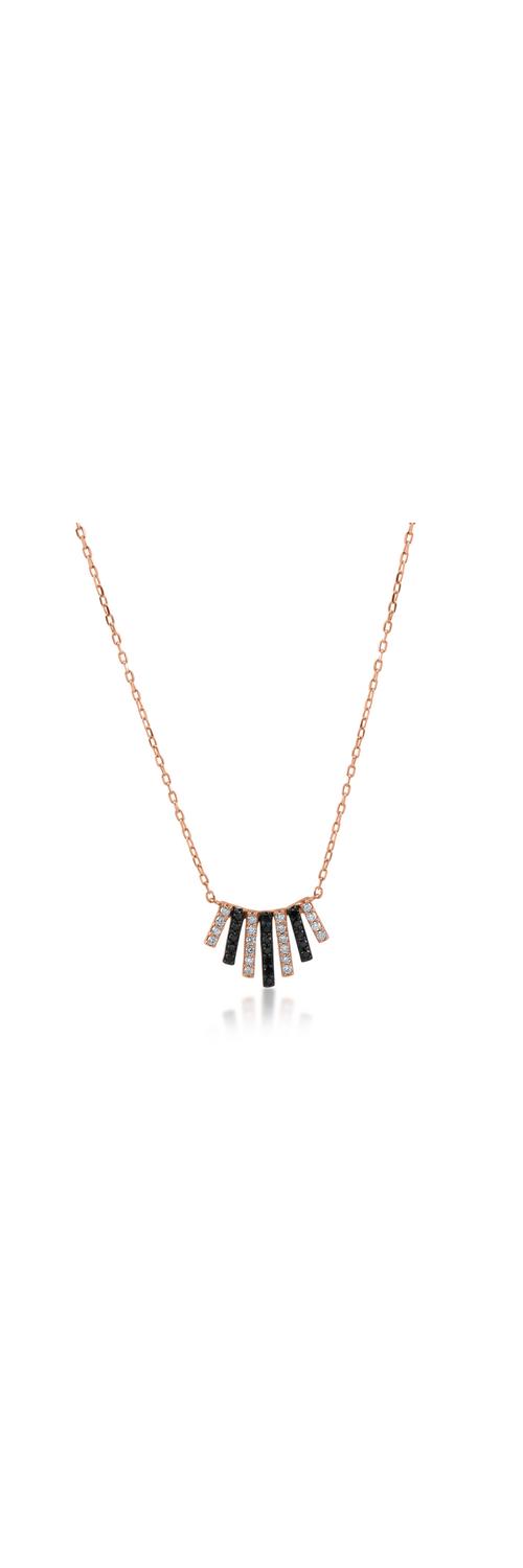 Rose gold pendant necklace with 0.32ct black and transparent diamonds